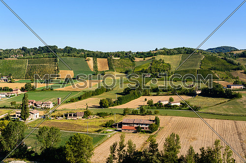 In the picture a beautiful view of the hills of Piacenza (Castell\'Arquato) and its vineyards.