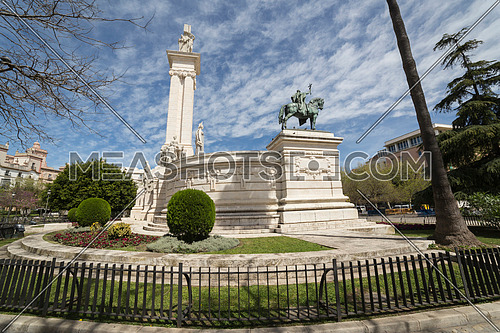 Cadiz Spain- April 1: Monument to the Constitution of 1812, panoramic view, Cadiz, Andalusia, Spain