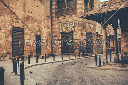 Long shot for El Moaz Street Empty In the Morning in Cairo.