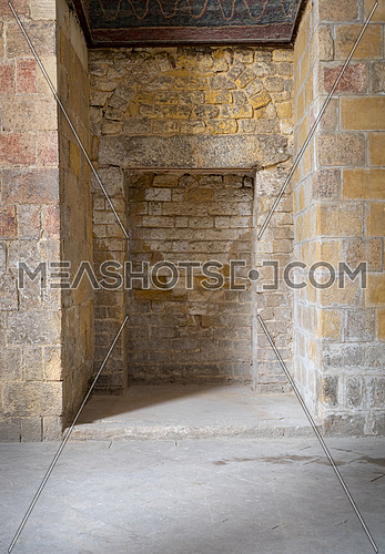 Recessed frames in an old stone bricks wall, Medieval Cairo, Egypt