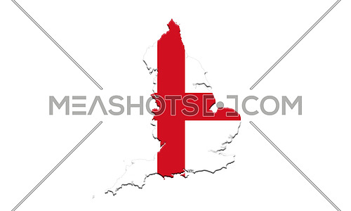 Flag of England With Map Isolated On White Bckground 3D illustration