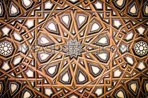 A detail showing the perfection in crafting the wooden Menbar of El-Soltan Hassan Mosque, Cairo, Egypt