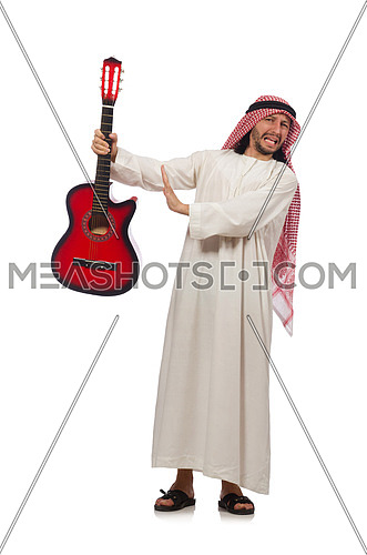 Arab man playing isolated on white