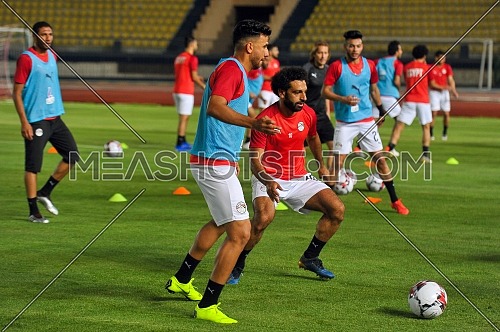 Mohamed Salah during his participation in training the Egyptian team at  military college on 19-6-2019 in preparation African Cup of Nation on egypt