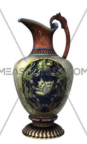 Butterfly decorated Chinese vase isolated on white