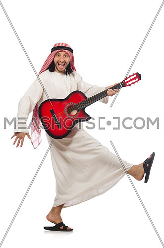 Arab man playing isolated on white