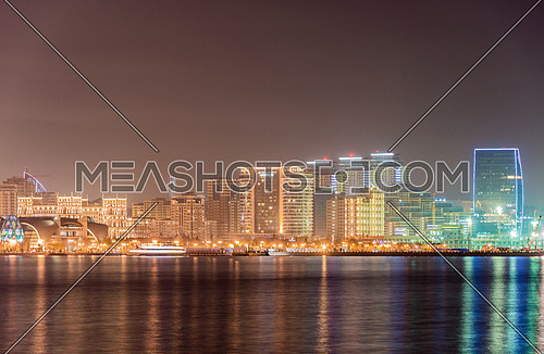 Night skyline of Baku Azerbaijan