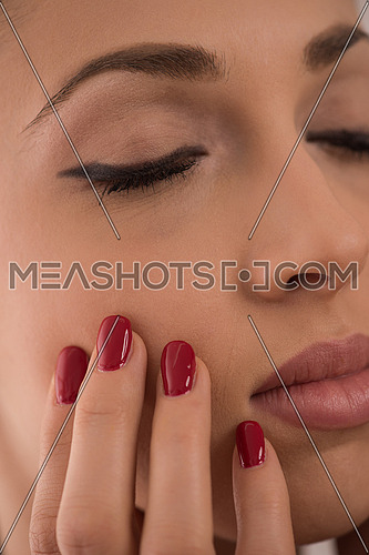 Beauty Spa Woman Portrait. Beautiful Girl Touching her Face. Perfect Fresh Skin. Pure Beauty Model Girl. Youth and Skin Care Concept. Pampering Skin. Health Care