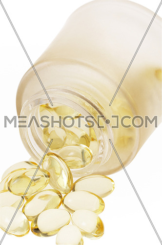 bounch of gel translucent pills on white background