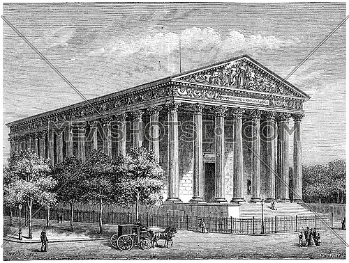The Temple of Glory (Madeleine Church), vintage engraved illustration. History of France â 1885.