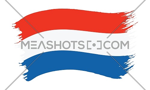 Vector illustration of brushstroke painted national flag of Netherlands isolated on white background