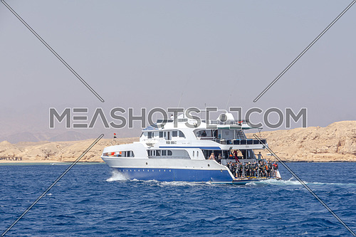 Long shot for a yacht in the Red Sea by day