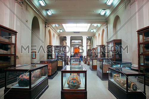 A hall in the Egyptian museum shows the statues