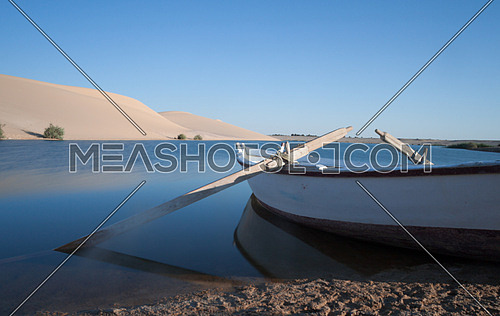A rowing boat in a lake Fayoum, Egypt