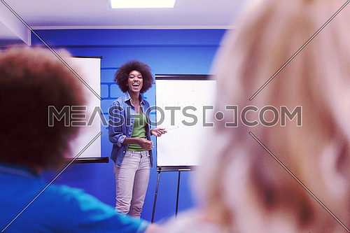 Young african american Speaker Seminar Corporate Business Meeting Concept