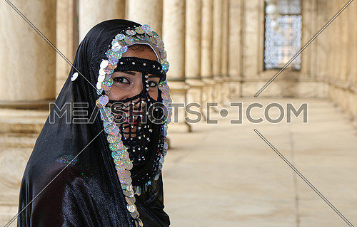 Girl wearing old Egyptian women costumes - Mohamed Ali mosque - Cairo