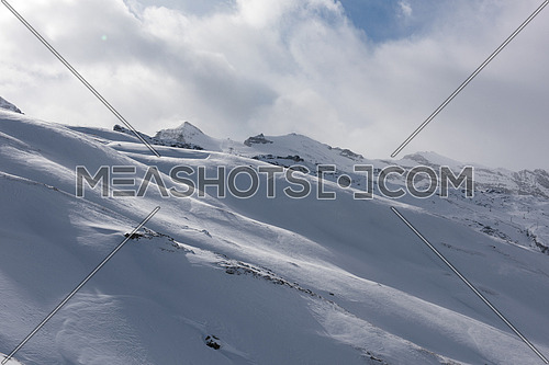 mountain matterhorn zermatt switzerland  with fresh snow on beautiful winter day