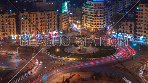 Extreme Long shot for Tahrir Square in Cairo at night.