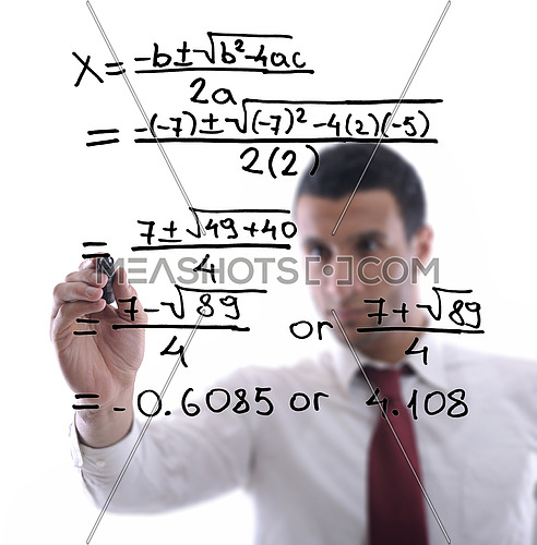 business man draw business solutions and plan b concept  with marker on glass  isolated on white background  in studio