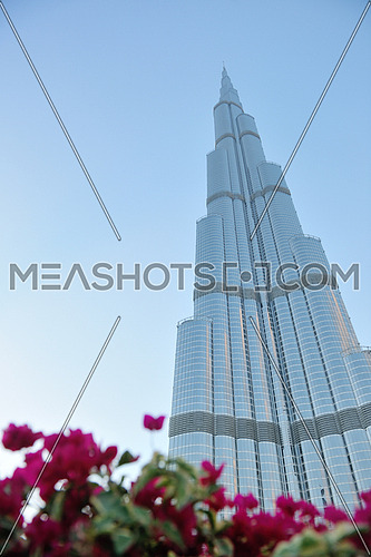 DUBAI, UAE - FEBRUARY 19: Burj Khalifa facade on december 29, 2011 in Dubai, UAE. Burj Khalifa is a tallest building in the world, at 828m. Located on Downtown Dubai, Sheikh Zayed Road.