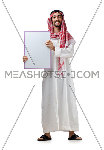 Young arab with blank message