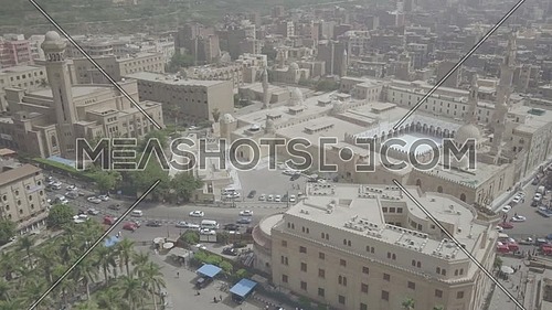 Reveal Shot for Al-Azhar Mosque and El Azhar Senate bulding in Cairo by day