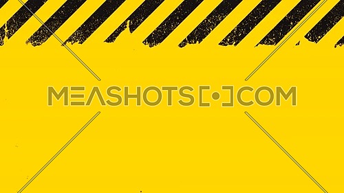 Yellow background with painted black grunge stripes and under construction sign blinking animation