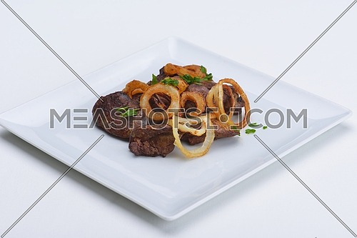 grilled fresh meat and vegetables organic healthy food isolated on white background
