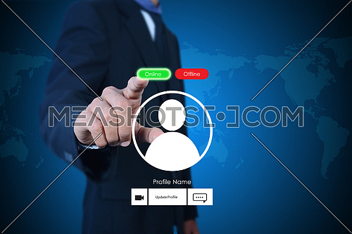 Man showing social network concept