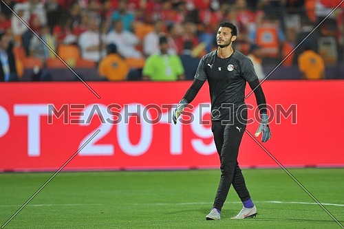 CAIRO, EGYPT - JUNE 21: Mohamed El Shennawy goalkeeper of egypt during the 2019 Africa Cup of Nations Group A match between Egypt and Zimbabwe at Cairo International Stadium on June 21, 2019 in Cairo, Egypt.