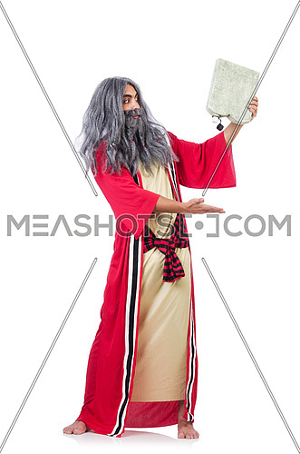Wizard with water flask isolated on white