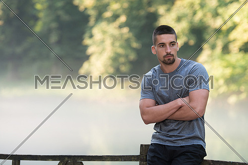 Portrait Of Young Man Doing Outdoor Activity Running