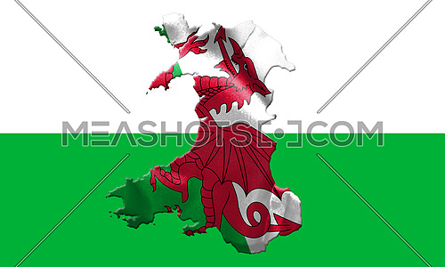 Map Of Wales With Flag Of Country On It On Flag Background 3D Illustration