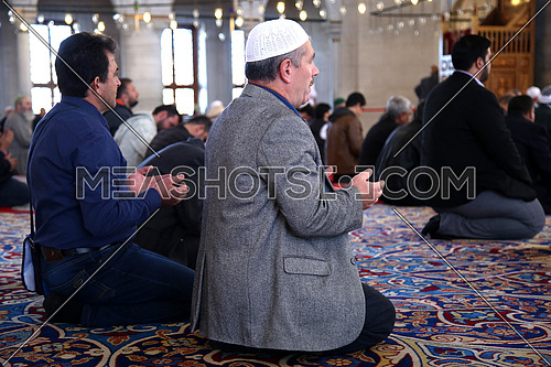 A Turkish Prayer in Fatih Mosque in Istanbul following the Emam.