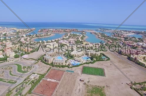 Jip up using Drone shot flying above Al Gouna Marina  at Day 