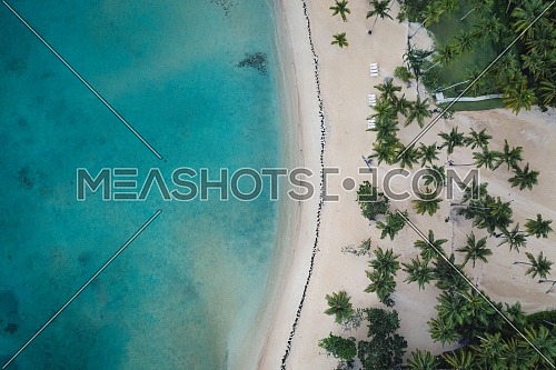 Aerial view of tropical beach.Samana peninsula,Bahia Principe beach,Dominican Republic.