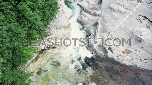 Serio river with its crystalline green waters, Bergamo, Seriana valley,Italy.