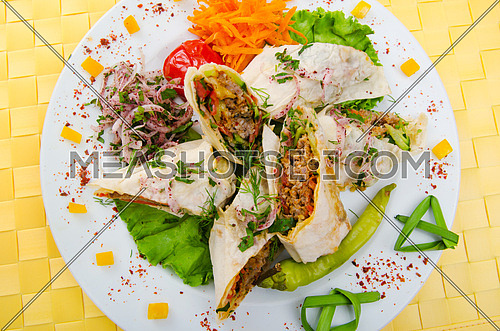 Kebab served in the plate