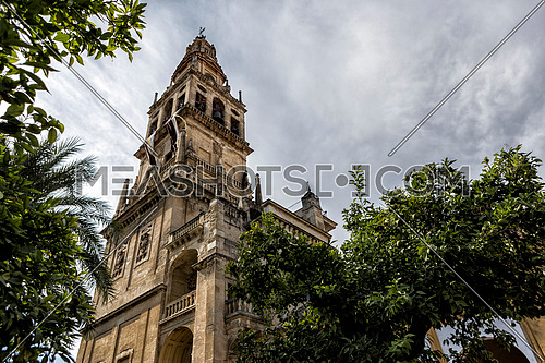CORDOBA, SPAIN - September, 27, 2015: Exterior of Mezquita-Catedral, a medieval Islamic mosqueï»¿ that was converted into a Catholic Christian cathedral, UNESCO World Heritage Site, Cordoba, Spain