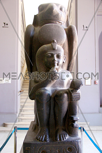 a photo from the Egyptian museum showing pharaohs statues belonging to ancient Egypt civilization