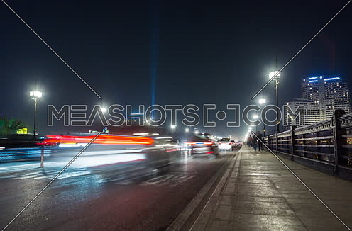 Fixed Low Angel In side Qasr Al Nile Bridge at Night