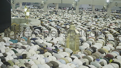 Muslim People Praying at Kaaba for Pilgrimage.