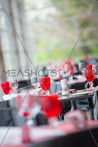 table setting at modern tropical restaurant