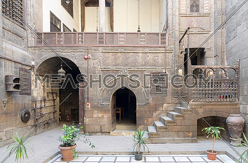 Courtyard of Gayer Anderson House, a 17th century house situated adjacent to the Mosque of Ahmad ibn Tulun in the Sayyida Zeinab neighborhood, Cairo, Egypt