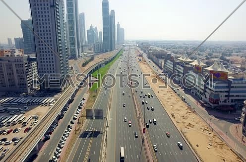 Arial shot for Al Shaikh Zayed Road  Using Drone in Dubai At Day