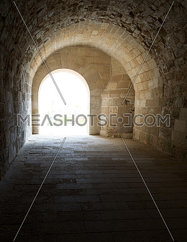 Vaulted Corridor leading to the courtyard of Alexandria Castle, A 15th century defensive fortress located on the Mediterranean sea coast, established in 1477 AD (882 AH)