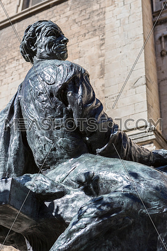 Jaen - Spain, may 2016, 2: Statue sculpted in bronze of the architect Andres de Vandelvira, architect and Spanish Renaissance stonemason. Placed in the rear part of the cathedral of Jaen, take in jaen, Spain