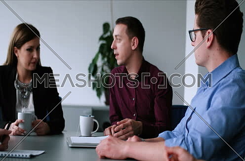  Group of business people discussing business plan  in the office