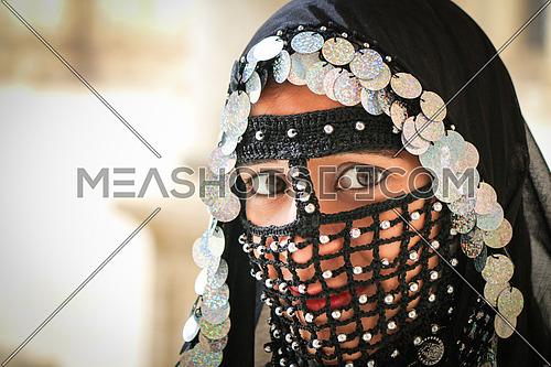 Girl wearing old Egyptian costumes - Mohamed Ali mosque - Old Cairo