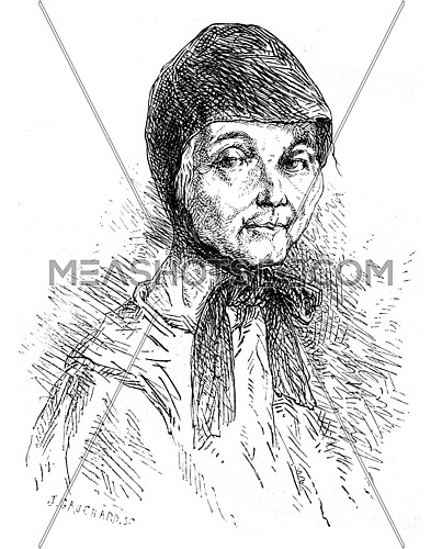 Sister Mary recluse Solovetsky, vintage engraved illustration. Le Tour du Monde, Travel Journal, (1872).